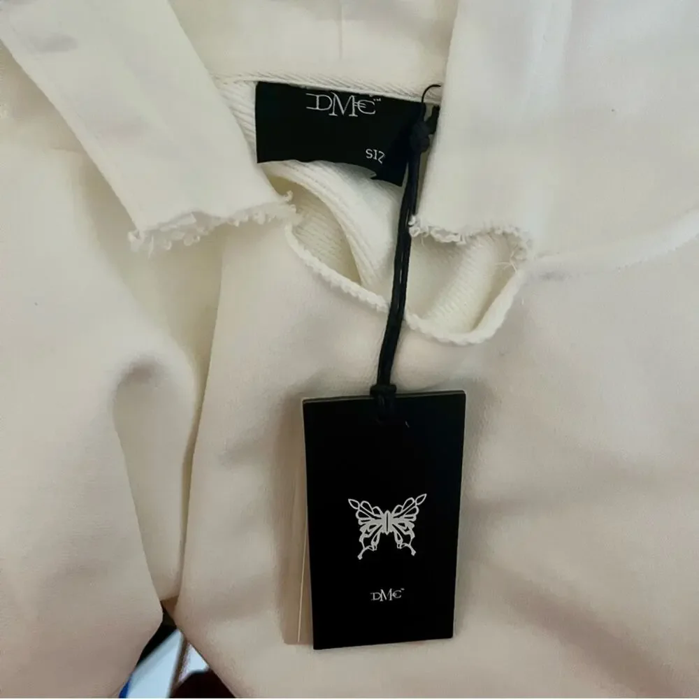 Women's White Heavyweight Hoodie Size 2 Medium / Large Butterfly DMCkal Fashion